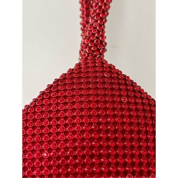 La Regale Clutch Bag Evening Purse Triangle Full Rhinestones Red - Picture 8 of 9